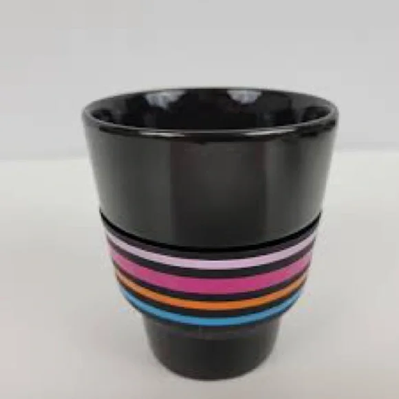 Nespresso Black Cups with Vibrant Stripes set of 2 new in 2017 holiday gift - Picture 3 of 4